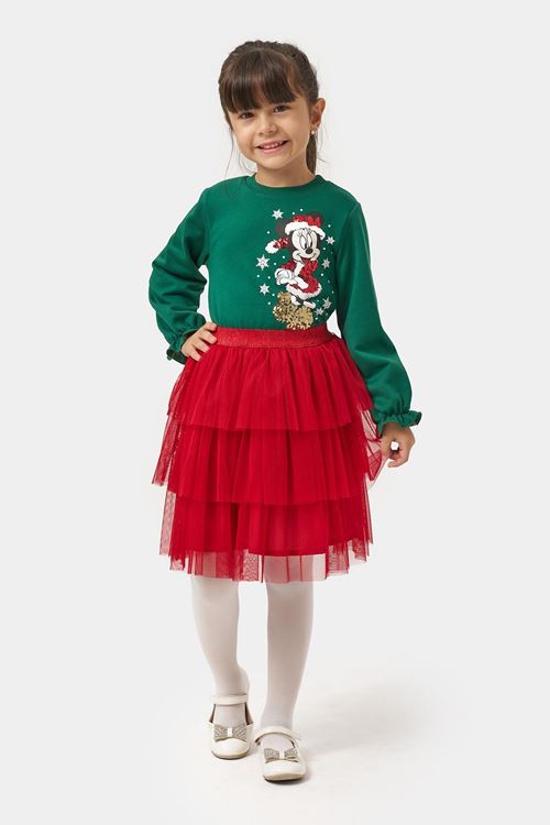 Miniğimin Cicileri (5-8 Yaş) Mnn Payet Detaylı Yılbaşı Konsept Kız Çocuk Tütü Etekli Takım - Yeşil