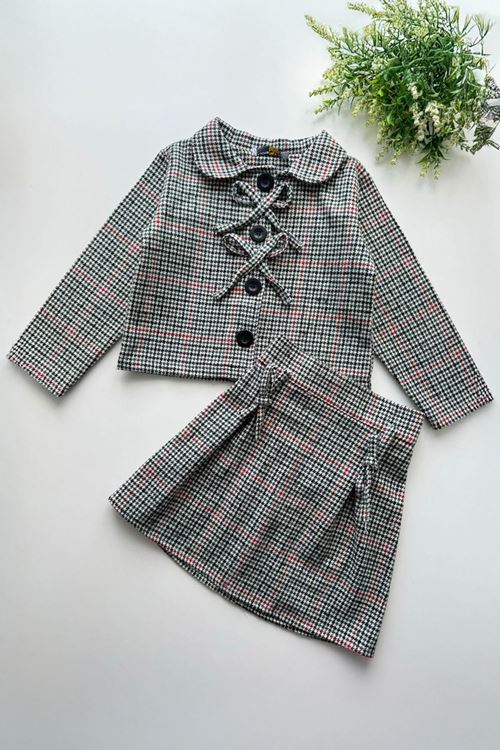 Miniğimin Cicileri Bebe Yaka Fiyonk Detaylı Kız Çocuk Takım - Çok Renkli