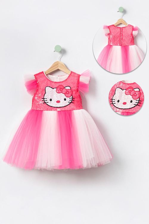 Miniğimin Cicileri Tütü Elbise Hello Kty Karakterli Kız Çocuk - Pembe