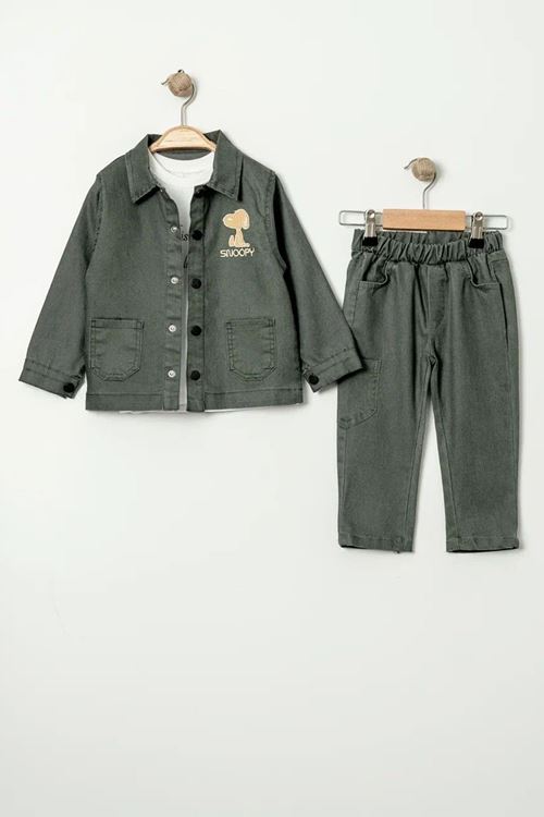 Miniğimin Cicileri Snpy Detaylı Erkek Bebek 3 lü Takım - Haki