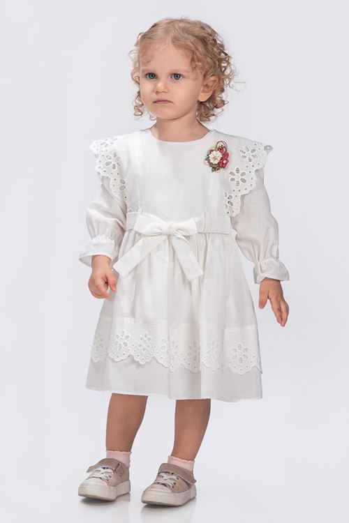 Miniğimin Cicileri Brode Fırfır Detaylı Kız Çocuk Elbise - Beyza