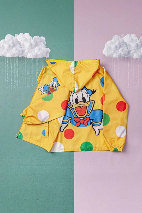Miniğimin Cicileri (5-8 Yaş) Puantiye Ördek Baskılı Erkek Çocuk Astarlı Mevsimlik Yağmurluk - Sarı