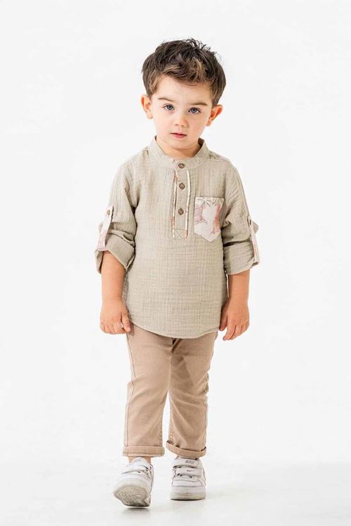 Miniğimin Cicileri Müslin Cepli Erkek Çocuk 2 li takım - Yeşil