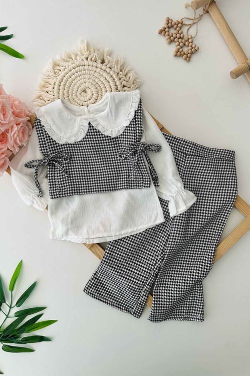 Miniğimin Cicileri Kazayağı Bağcıklı 3 lü Kız Çocuk Takım - Siyah