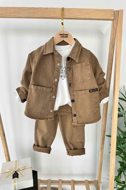 Miniğimin Cicileri The Lord Gabardin Erkek Çocuk 3 lü Ceketli Takım - Kahverengi