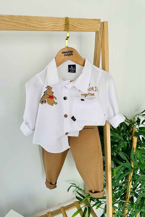 Miniğimin Cicileri Wnn po Erkek Bebek Pamuklu Takım - Beyaz
