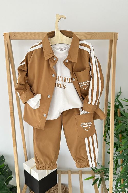 Miniğimin Cicileri Erkek Bebe Çizgili 3 lü Takım - Tarçın