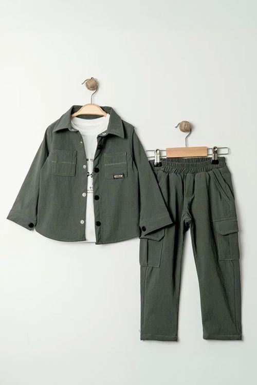 Miniğimin Cicileri Paraşüt Esnek Brokly Baskılı Erkek Çocuk 3 lü Takım - Yeşil