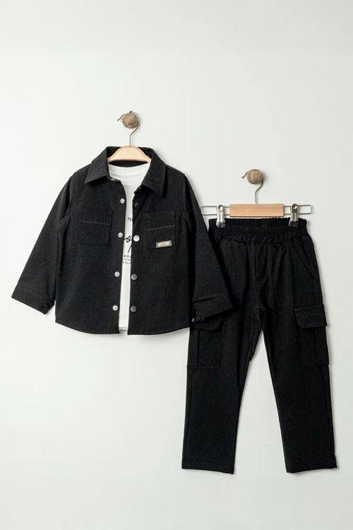 Miniğimin Cicileri Paraşüt Esnek Brokly Baskılı Erkek Çocuk 3 lü Takım - Siyah