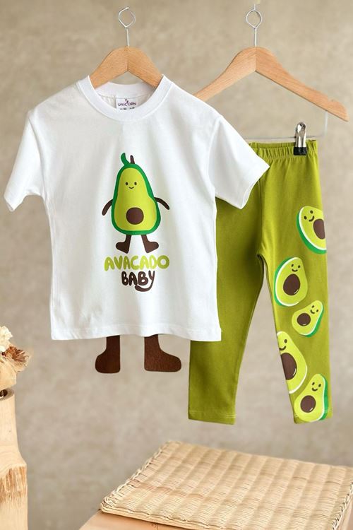 Miniğimin Cicileri Avakodo Baby Kız Çocuk Pamuklu Taytlı Takım - Yeşil