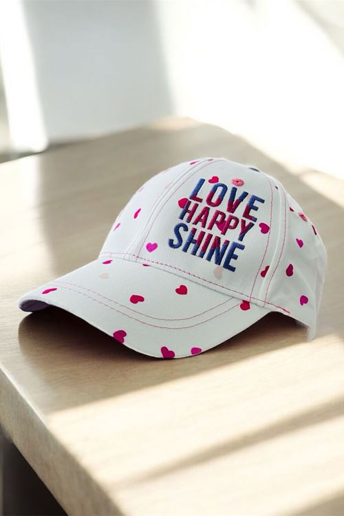 Miniğimin Cicileri (4-8 Yaş) Kalp Love Detaylı Kız Çocuk Kep Şapka - Beyaz