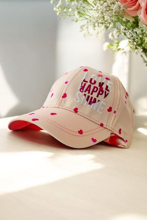Miniğimin Cicileri (4-8 Yaş) Kalp Love Detaylı Kız Çocuk Kep Şapka - Somon