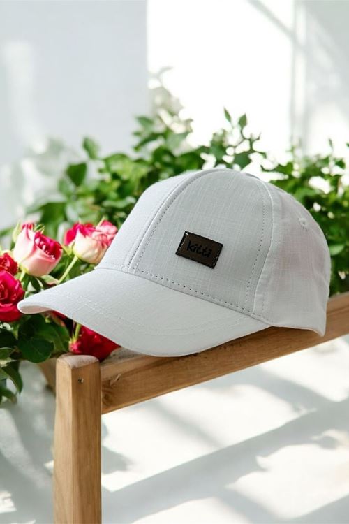 Miniğimin Cicileri (0-18 Ay) Kitty Etiket Detaylı Kız Bebe Kep Şapka - Beyaz