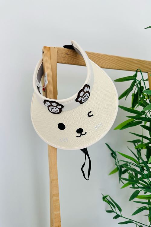 Miniğimin Cicileri (6-12 Yaş) Ayıcık Detaylı Çocuk Vizör Şapka - Krem