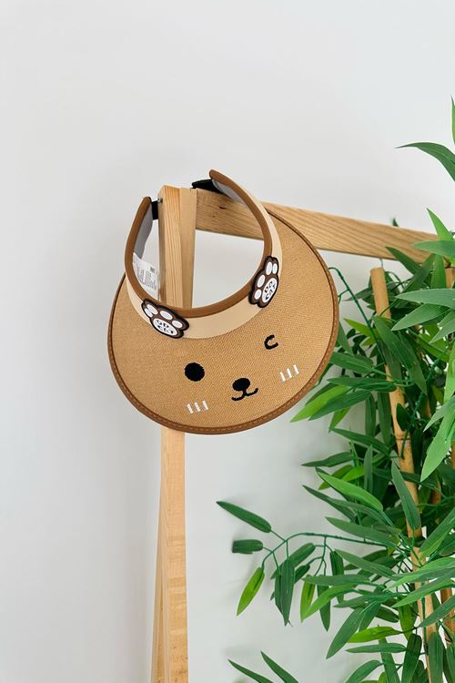 Miniğimin Cicileri (6-12 Yaş) Ayıcık Detaylı Çocuk Vizör Şapka - Hasır