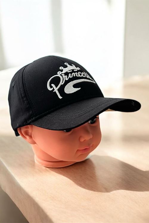 Miniğimin Cicileri (4-8 Yaş) Princes Yazılı Kız Çocuk Şapka - Siyah