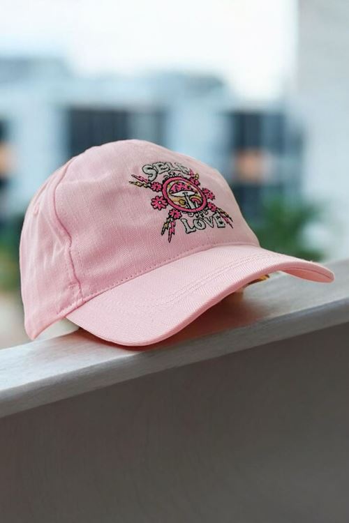 Miniğimin Cicileri (4-8 Yaş) Self Love Peace Nakışlı Kız Çocuk Şapka - Açık Pembe