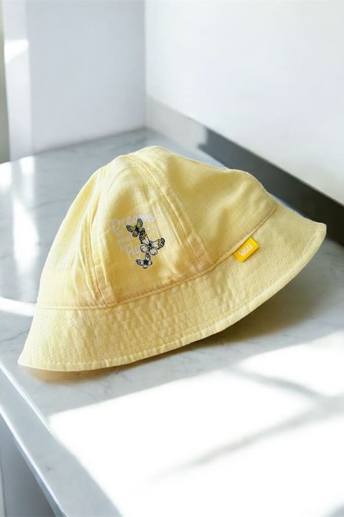 Miniğimin Cicileri (1-3 Yaş) Kelebek Nakışlı Dreams Yazılı Bucket Şapka - Sarı