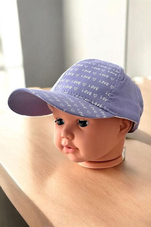 Miniğimin Cicileri (4-8 Yaş) Love Baskılı Spor Kep Şapka - Mor