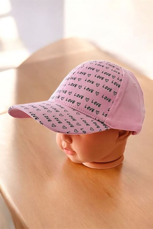 Miniğimin Cicileri (4-8 Yaş) Love Baskılı Spor Kep Şapka - Pembe