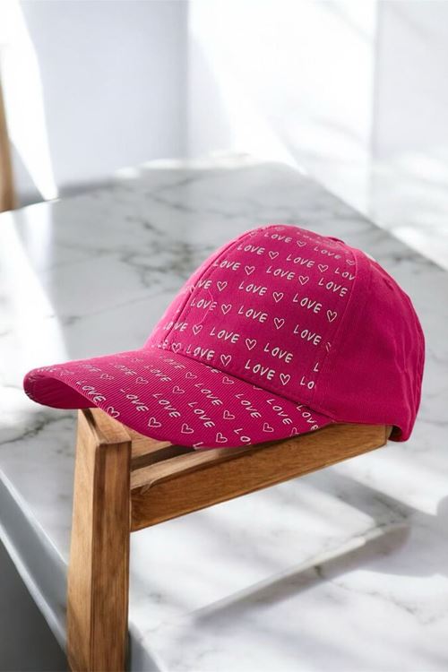 Miniğimin Cicileri (4-8 Yaş) Love Baskılı Spor Kep Şapka - Fuşya