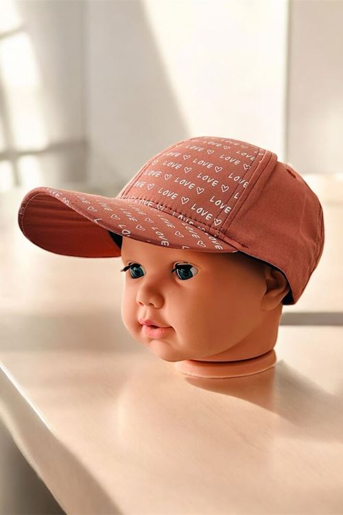 Miniğimin Cicileri (4-8 Yaş) Love Baskılı Spor Kep Şapka - Kiremit