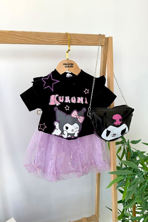 Miniğimin Cicileri Krm Tül Etekli Çantalı Kız Çocuk 3 lü Takım - Siyah