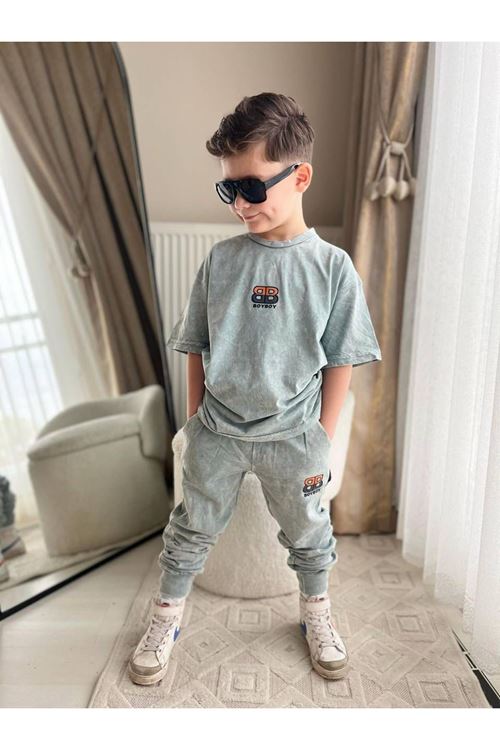 Miniğimin Cicileri Yıkamalı Bb Baskılı Erkek Çocuk 2 li  Takım - Gri