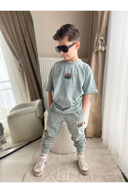 Miniğimin Cicileri Yıkamalı Bb Baskılı Erkek Çocuk 2 li  Takım - Gri