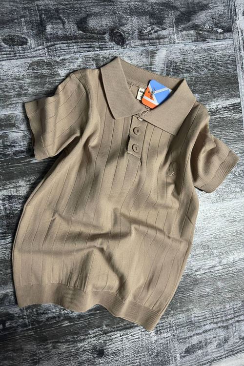 Miniğimin Cicileri Erkek Çocuk Triko Polo Yaka Tişört - Kahve