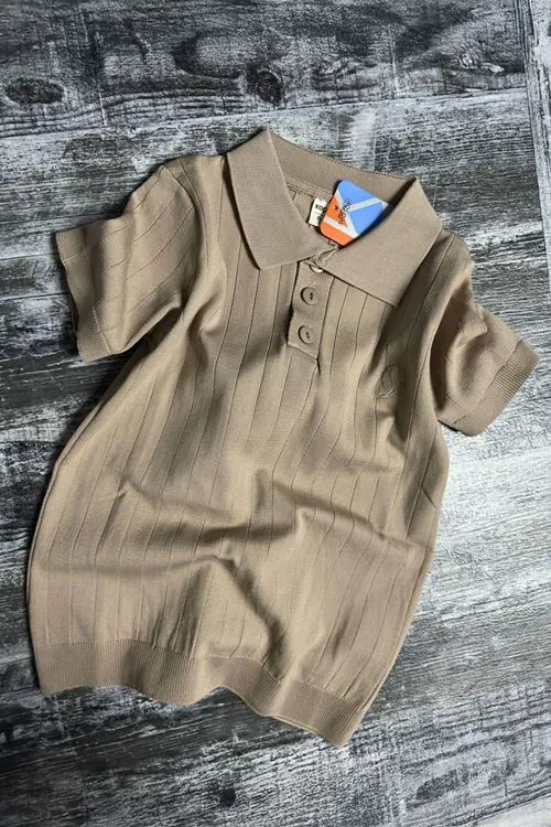 Miniğimin Cicileri Erkek Çocuk Triko Polo Yaka Tişört - Kahve
