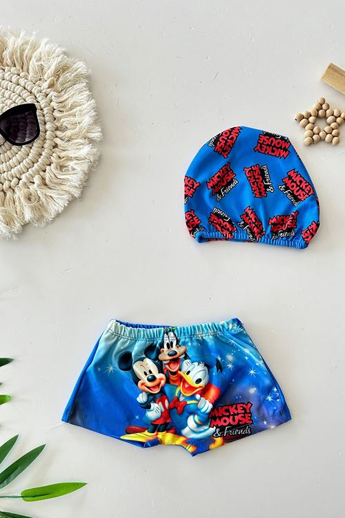 Miniğimin Cicileri Mcky Erkek Çocuk Boneli Mayo Takım - Mavi