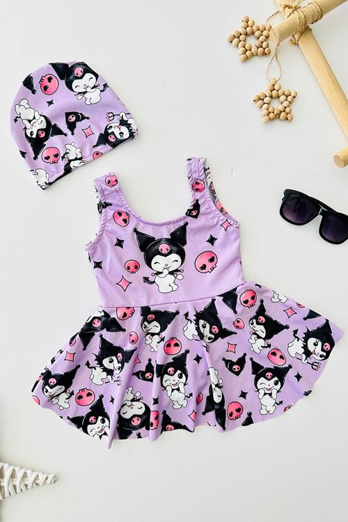 Miniğimin Cicileri Krm Desenli Kız Çocuk Mayo Takım - Mor