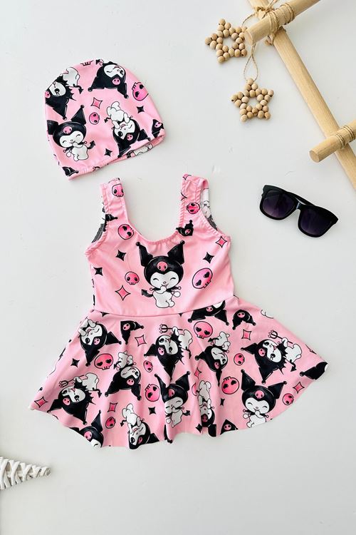 Miniğimin Cicileri Krm Desenli Kız Çocuk Mayo Takım - Pembe