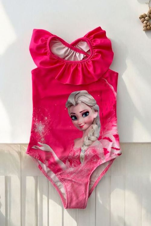 Miniğimin Cicileri Barbie Volan Yaka Detaylı Kız Çocuk Mayo - Pembe