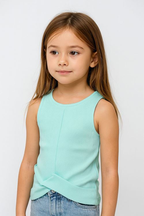Miniğimin Cicileri Kaşkorse Esnek Bel Detaylı Kız Çocuk Crop - Turkuaz