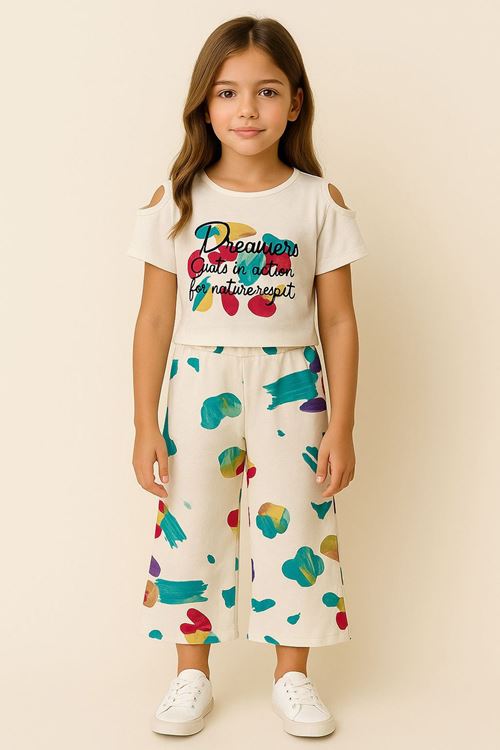 Miniğimin Cicileri Dreams Kapri Pantolonlu Takım - Beyaz
