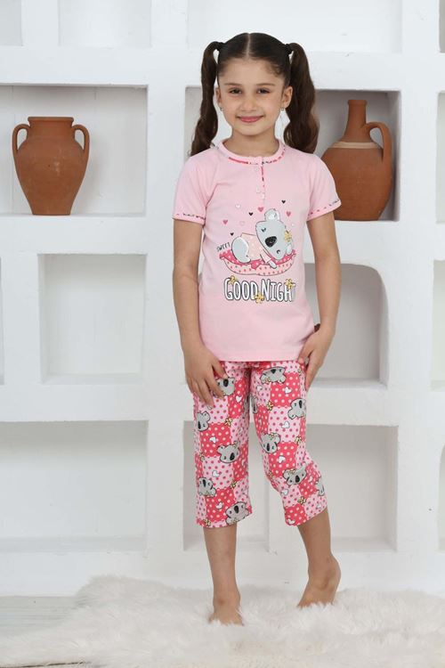 Miniğimin Cicileri (3-14 Yaş) Koala Desenli Kız Çocuk Kapri Takım - Pembe