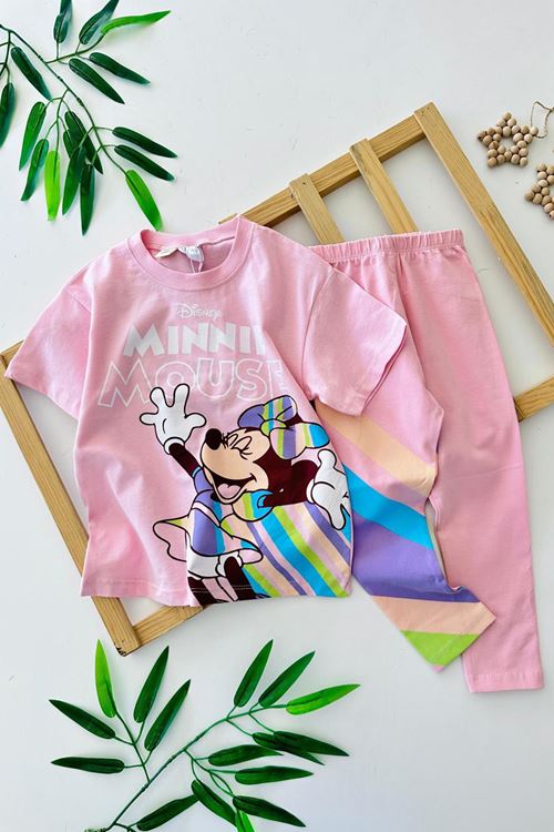 Miniğimin Cicileri Renkli Mnn Ms Baskılı Kız  Çocuk Taylı Takım - Pembe