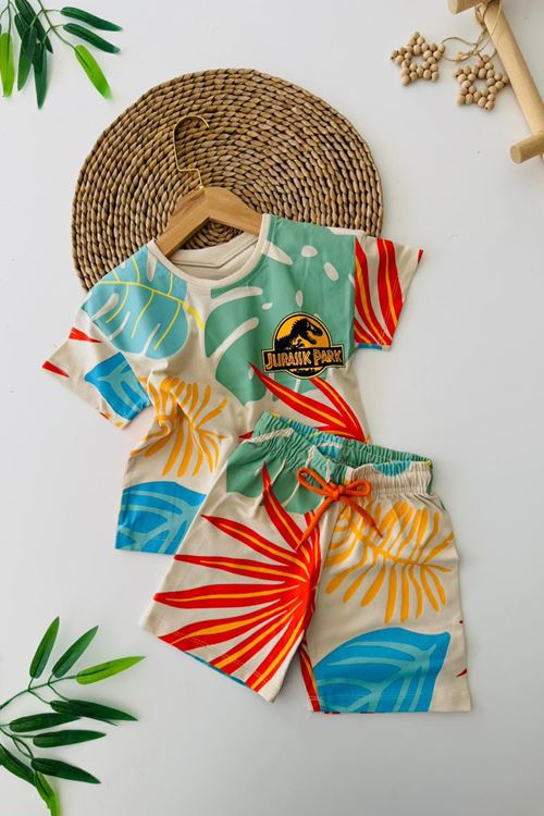 Miniğimin Cicileri Jurrasi Park Renkli Baskılı Erkek Çocuk Takım - Çok Renkli