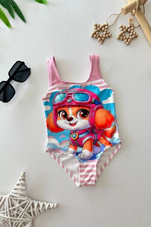 Miniğimin Cicileri Pw Ptrl Baskılı Kız Çocuk Mayo Bikini - Pembe