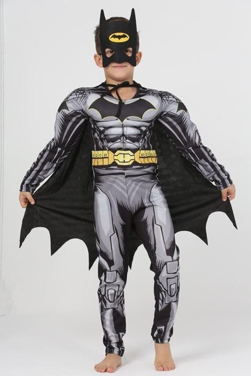 Miniğimin Cicileri Btmn Pelerinli Maskeli Kaslı Erkek Çocuk Kostüm - Gri