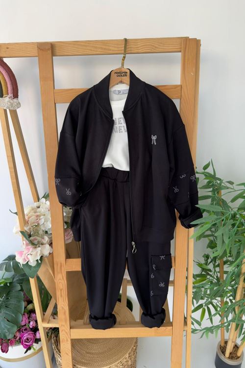 Miniğimin Cicileri Oysho Fiyonk Baskılı Kız Çocuk 2 li Takım - Siyah