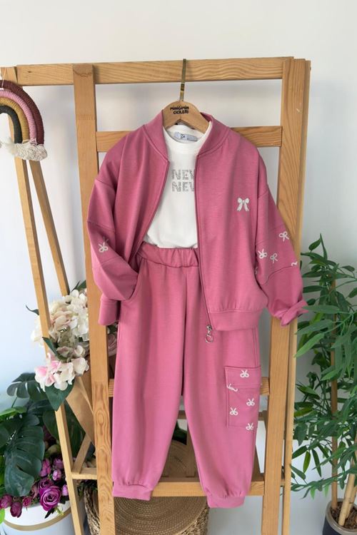 Miniğimin Cicileri Oysho Fiyonk Baskılı Kız Çocuk 2 li Takım - Gül Kurusu