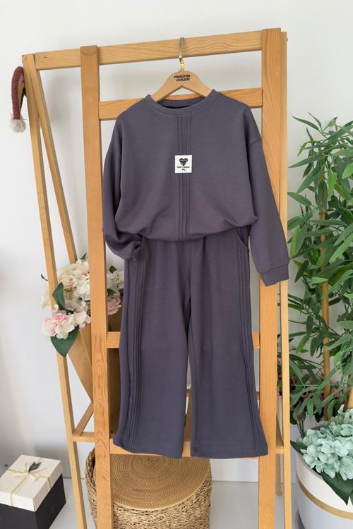 Miniğimin Cicileri Oysho Kalp Arma Detaylı Kız Çocuk 2 li takım - Antrasit