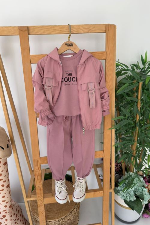 Miniğimin Cicileri The Couch Baskılı Spor Kız Çocuk 3 lü Takım - Pembe
