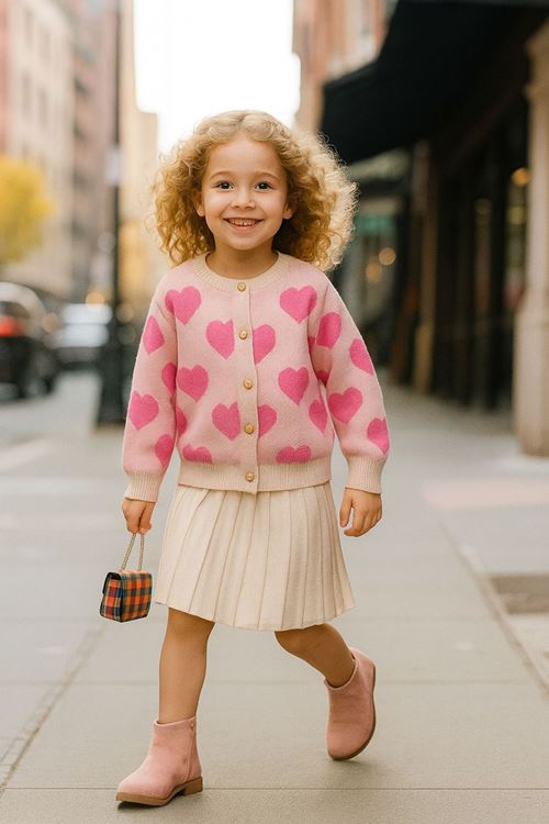 Miniğimin Cicileri Triko Hırkalı Kız Çocuk 2 li takım - Pembe