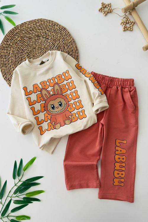Miniğimin Cicileri Lbubu Detaylı Kız Çocuk 2 li Takım - Turuncu