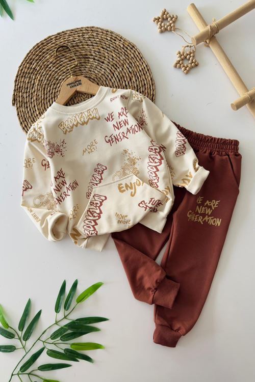 Miniğimin Cicileri Brokly Kanguru Cep Erkek Çocuk 2 li Takım - Kahve