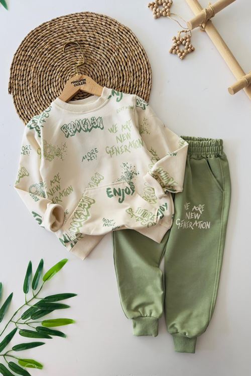 Miniğimin Cicileri Brokly Kanguru Cep Erkek Çocuk 2 li Takım - Yeşil